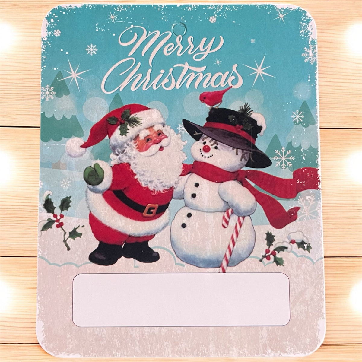 Porte-argent de Noël vintage : décoration de Noël Père Noël et bonhomme de neige pour carte-cadeau