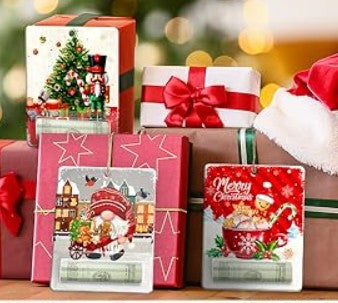 Porte-argent de Noël vintage : décoration de Noël Père Noël et bonhomme de neige pour carte-cadeau