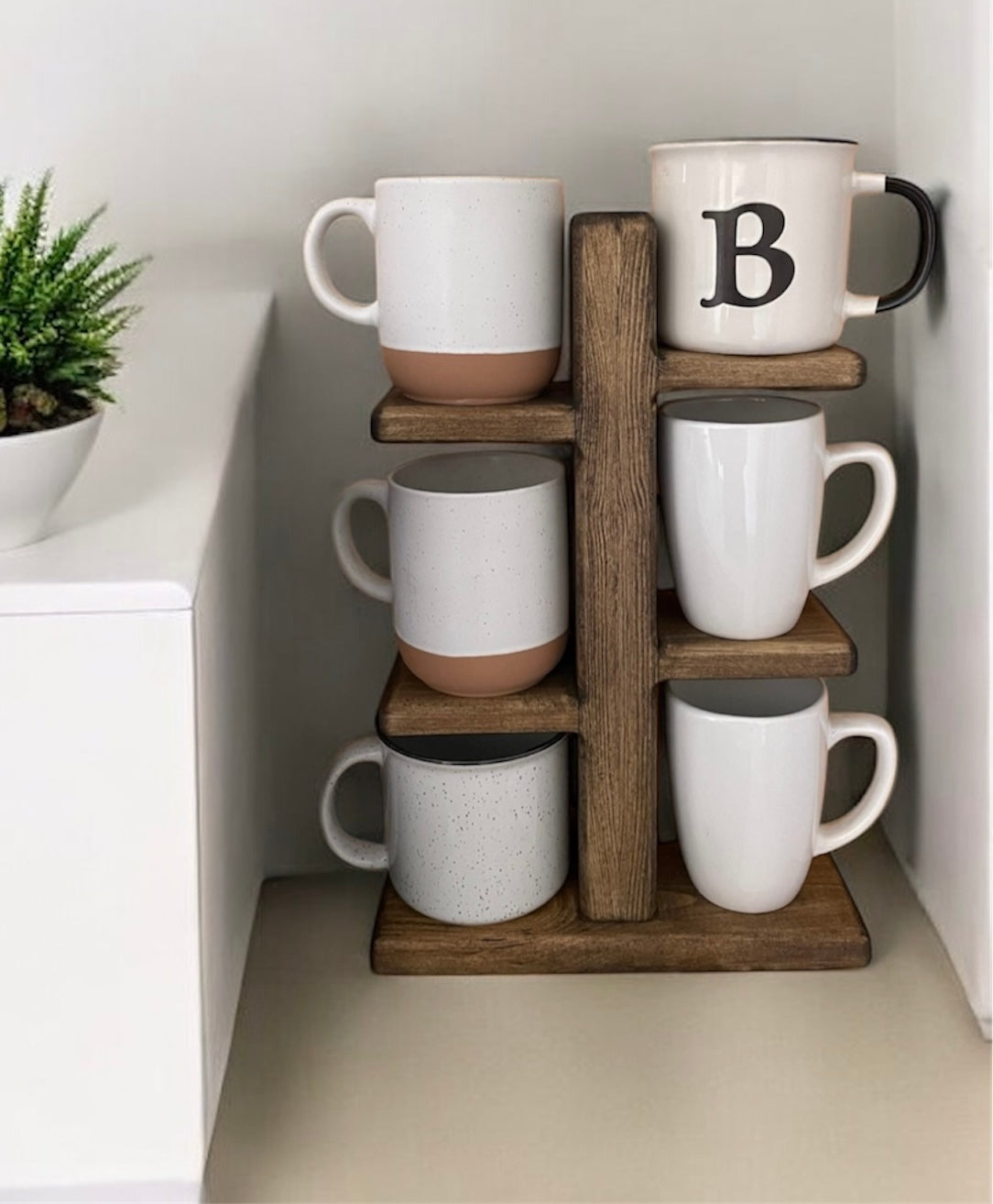 Cup Holder Stand / Wooden Mug Stand / Display Shelf / Tiered Cup Holder / Coffee Cup Stand Holder