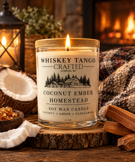 Bougie en cire de soja à la noix de coco, au bois de santal et à l’ambre, 6 oz, bougie-cadeau des Fêtes