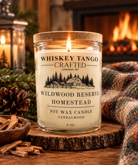 Bougie en cire de soja au bois de santal, bougie-cadeau des fêtes de 6 oz