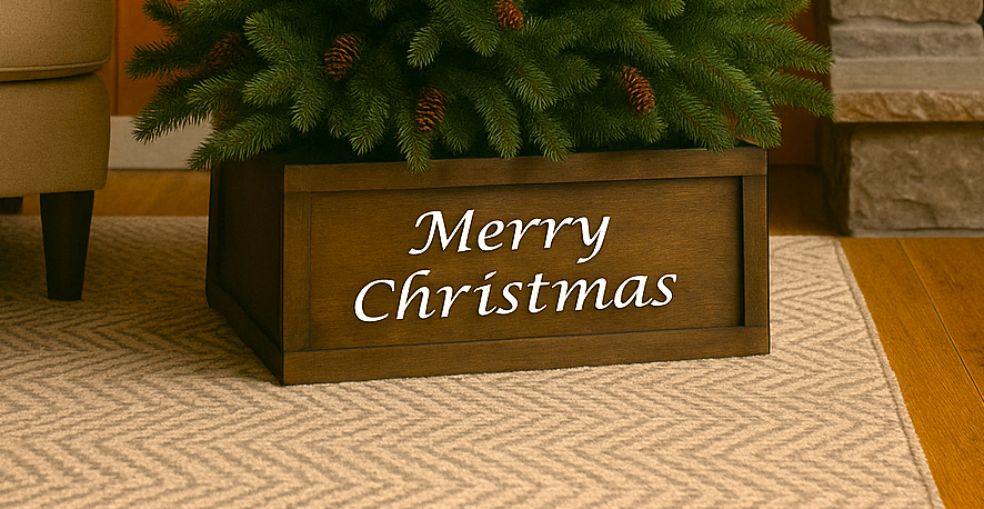 Christmas Tree Collar Holiday Box Collapsible Wood Rustic Farmhouse Decorations Xmas Skirt Custom or Personalized